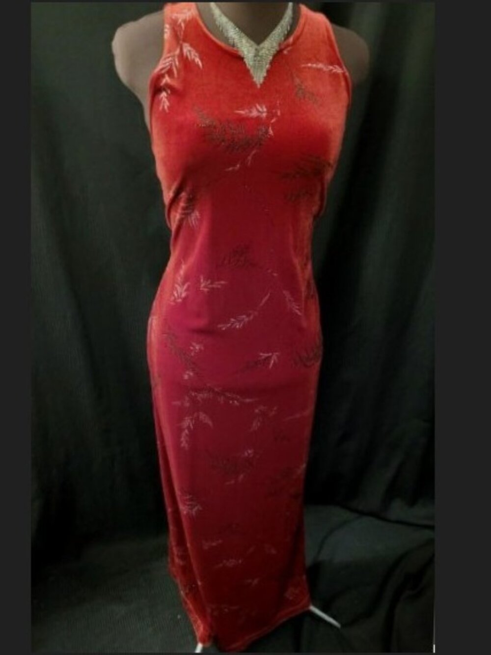 NWT Size Large Full Length Sleeveless Red Velvet Dress